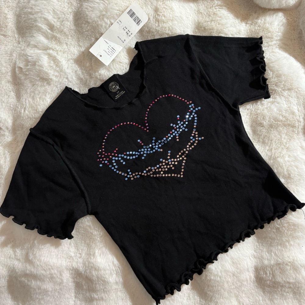 Urban Outfitters bedazzled black baby tee